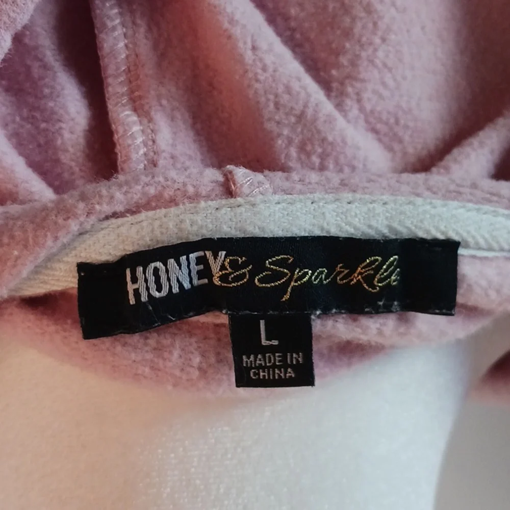 Blush Pink Cropped Hoodie Juniors L Loungewear Athletic Top - Picture 6 of 8